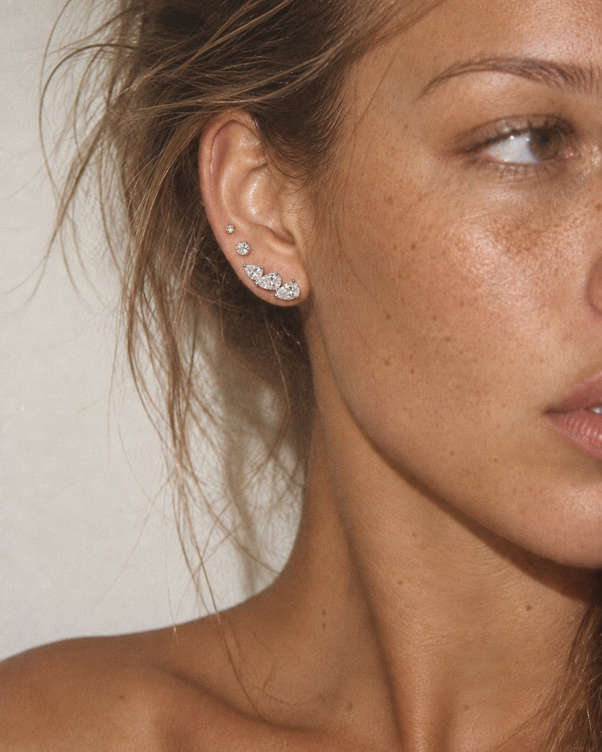 Adele Pear Diamond Climbers in Silver