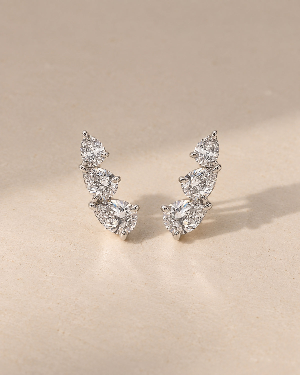 Adele Pear Diamond Climbers in Silver