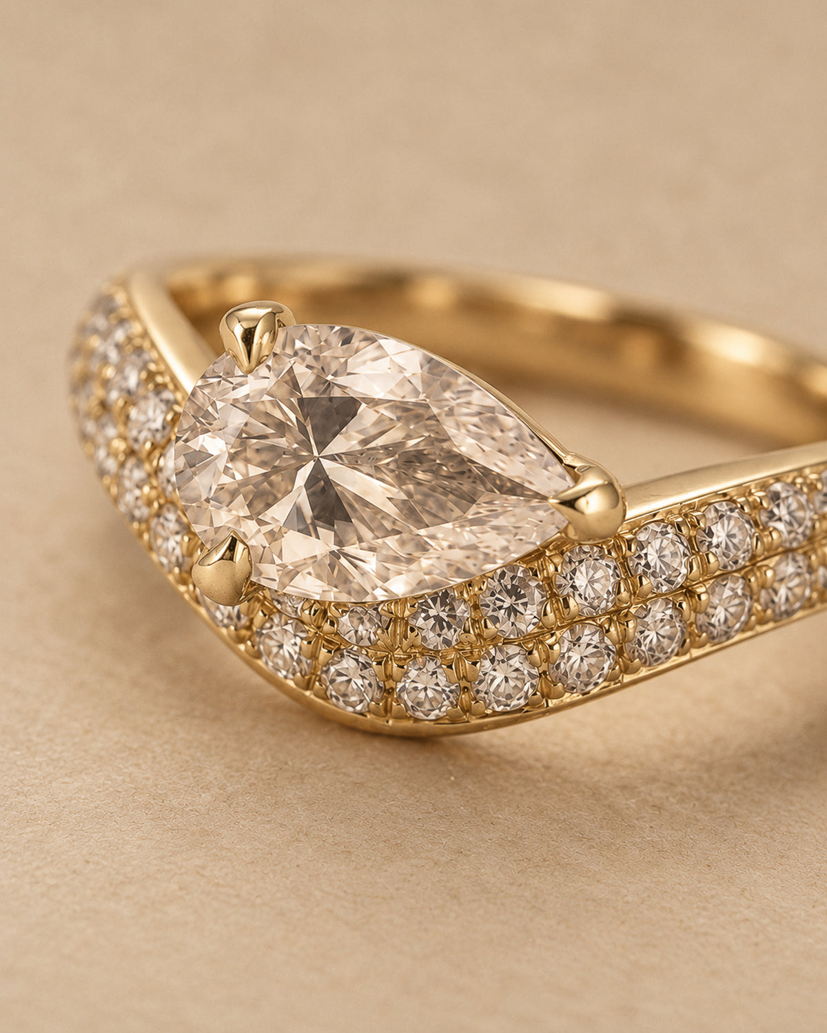 Elodie Pear Diamond Ring in Gold