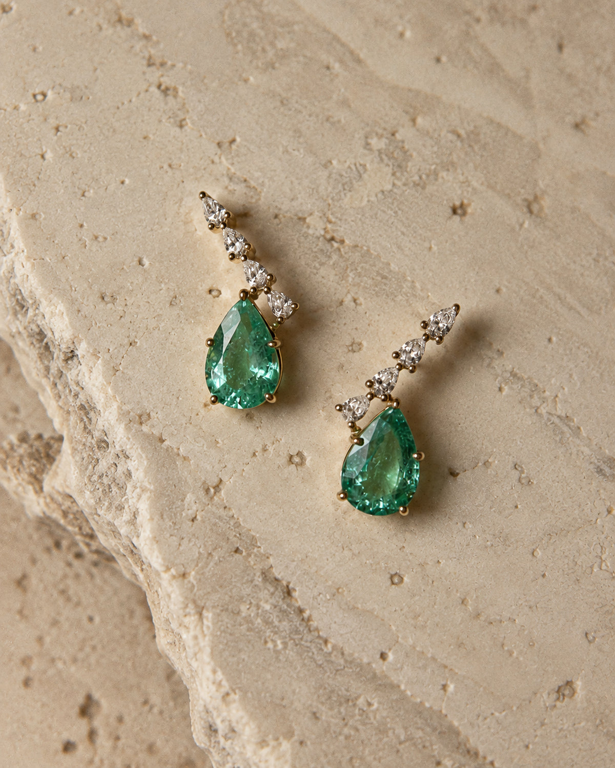 Sophia Emerald Drop Earrings in Gold