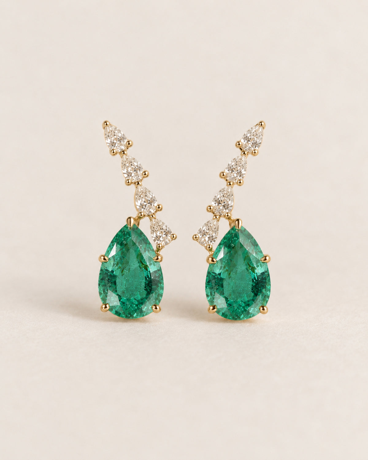 Sophia Emerald Drop Earrings in Gold
