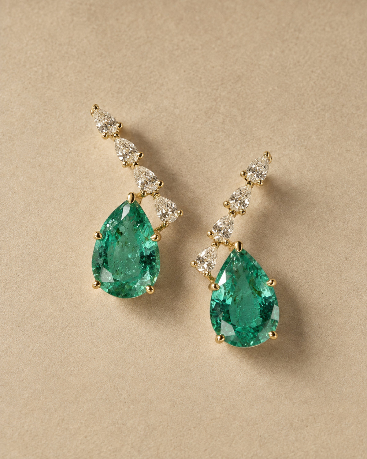 Sophia Emerald Drop Earrings in Gold