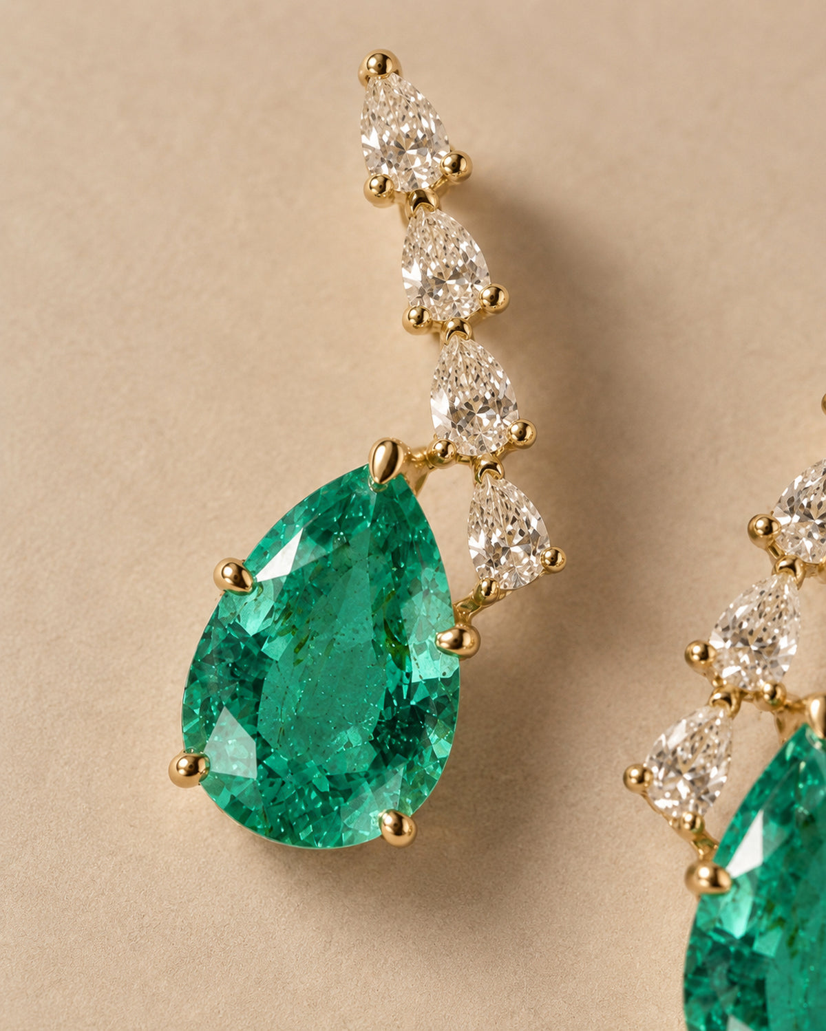 Sophia Emerald Drop Earrings in Gold