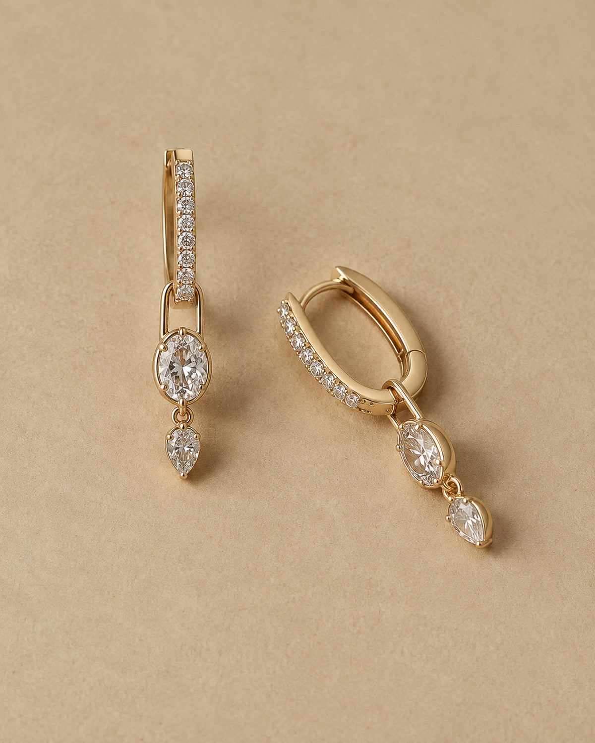 Paloma Diamond Drop Huggies in Gold