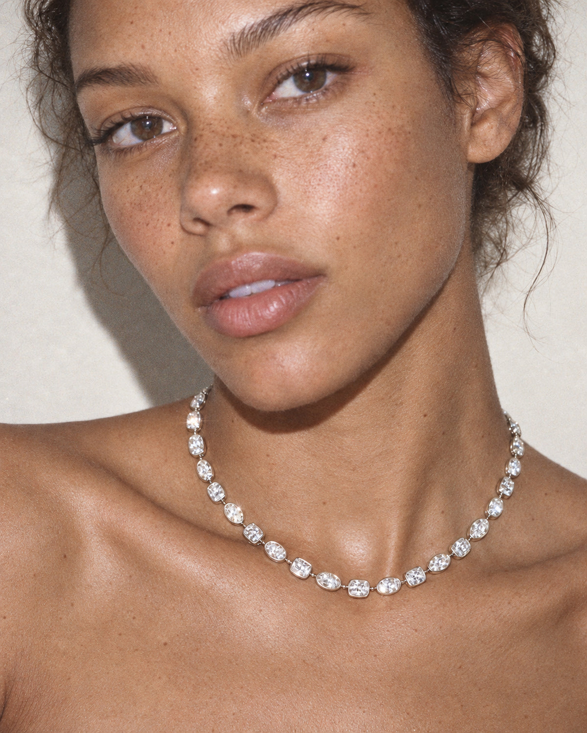 Camille Mixed Diamond Necklace in White Gold