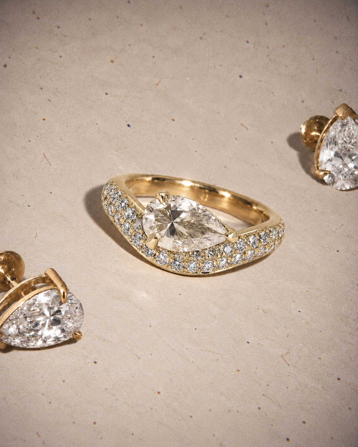 Elodie Pear Diamond Ring in Gold