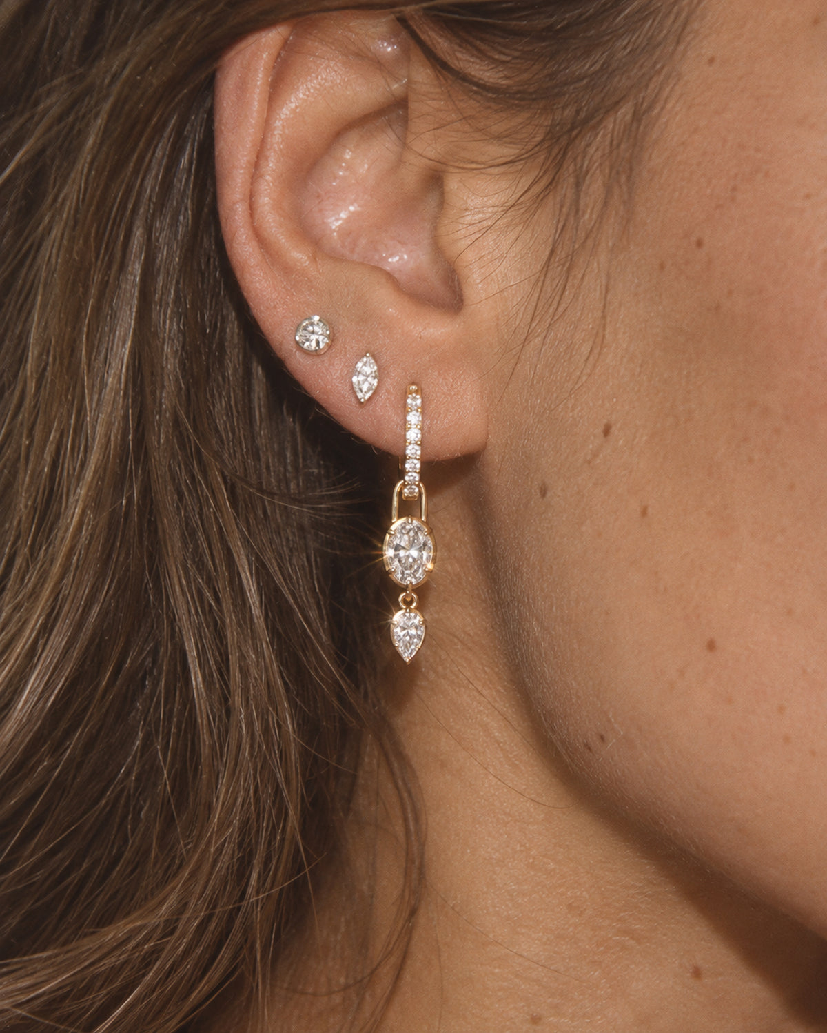 Paloma Diamond Drop Huggies in Gold