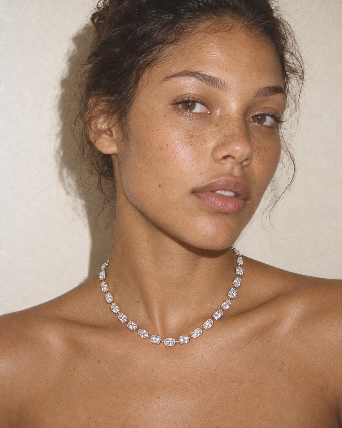 Camille Mixed Diamond Necklace in White Gold