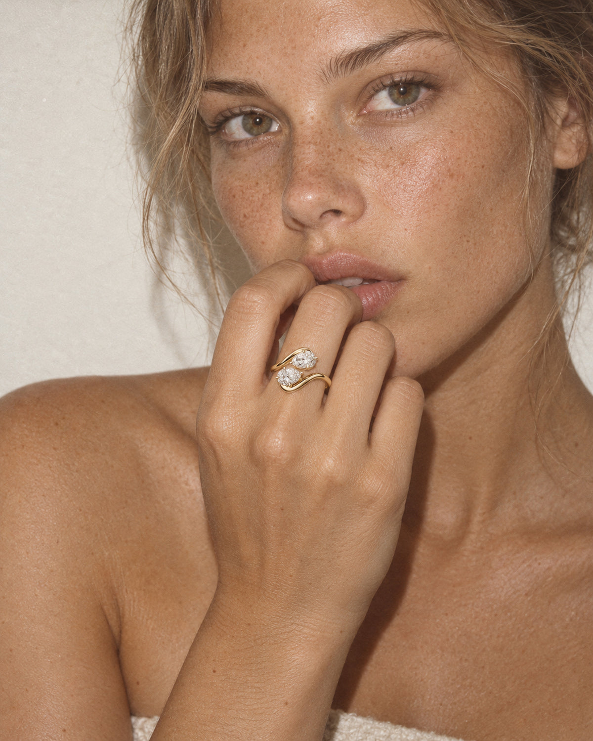 Juliet Twin Pear Diamond Ring in Gold
