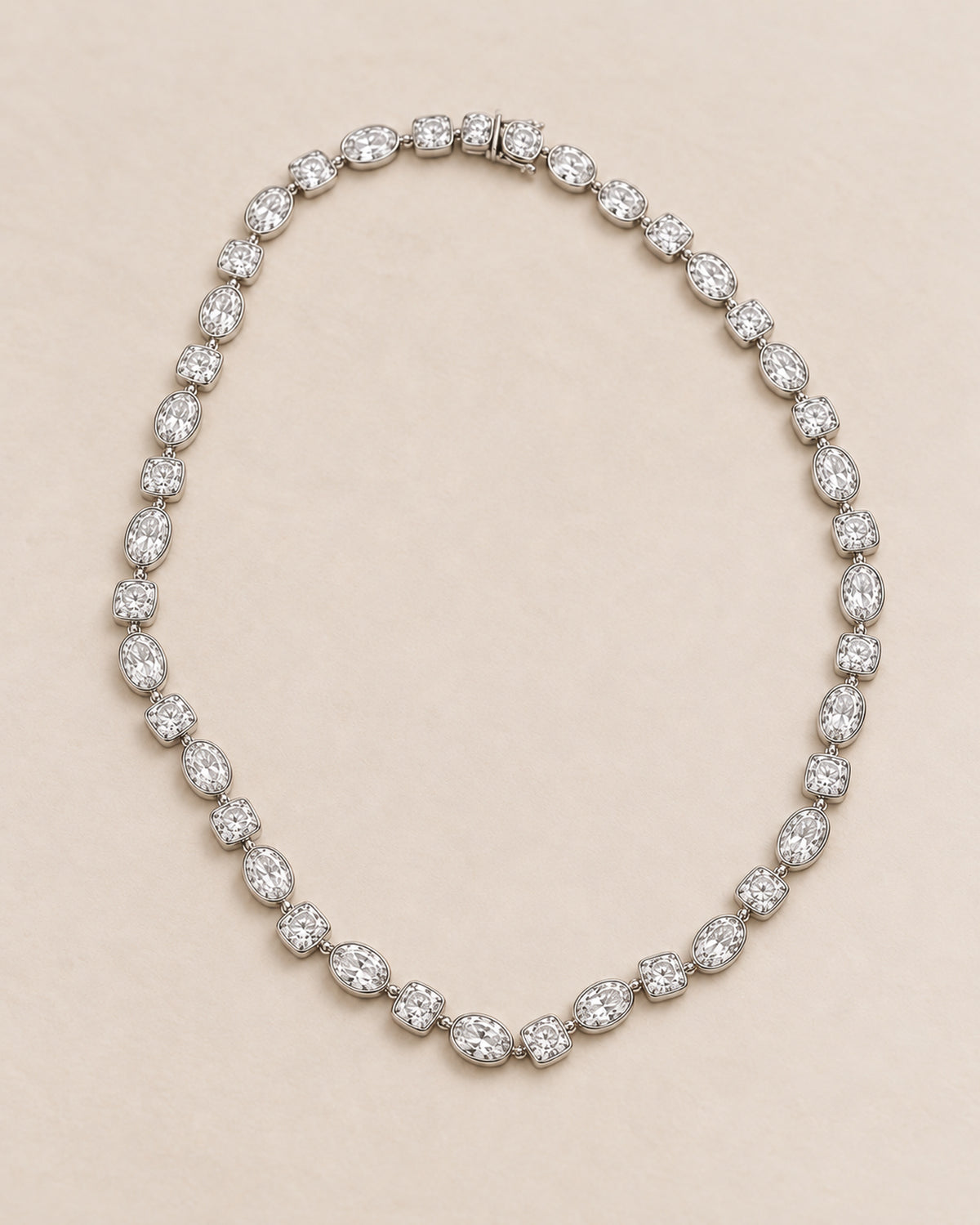 Camille Mixed Diamond Necklace in White Gold