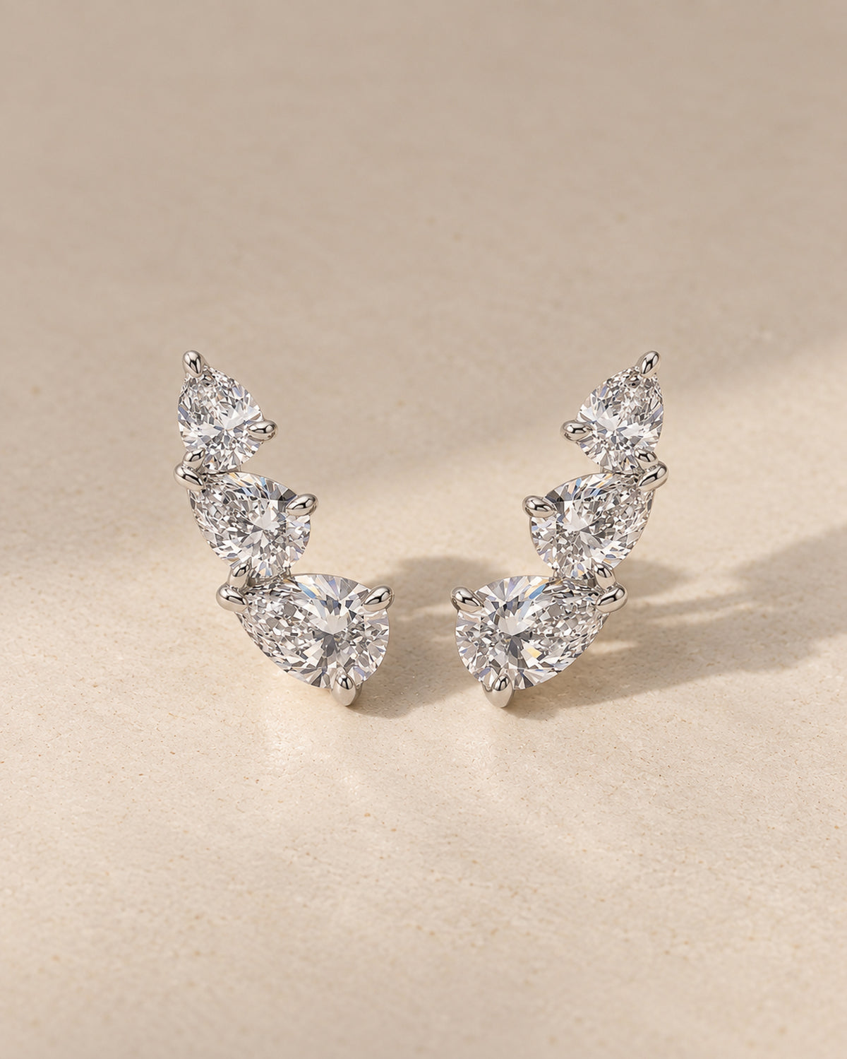 Adele Pear Diamond Climbers in Silver