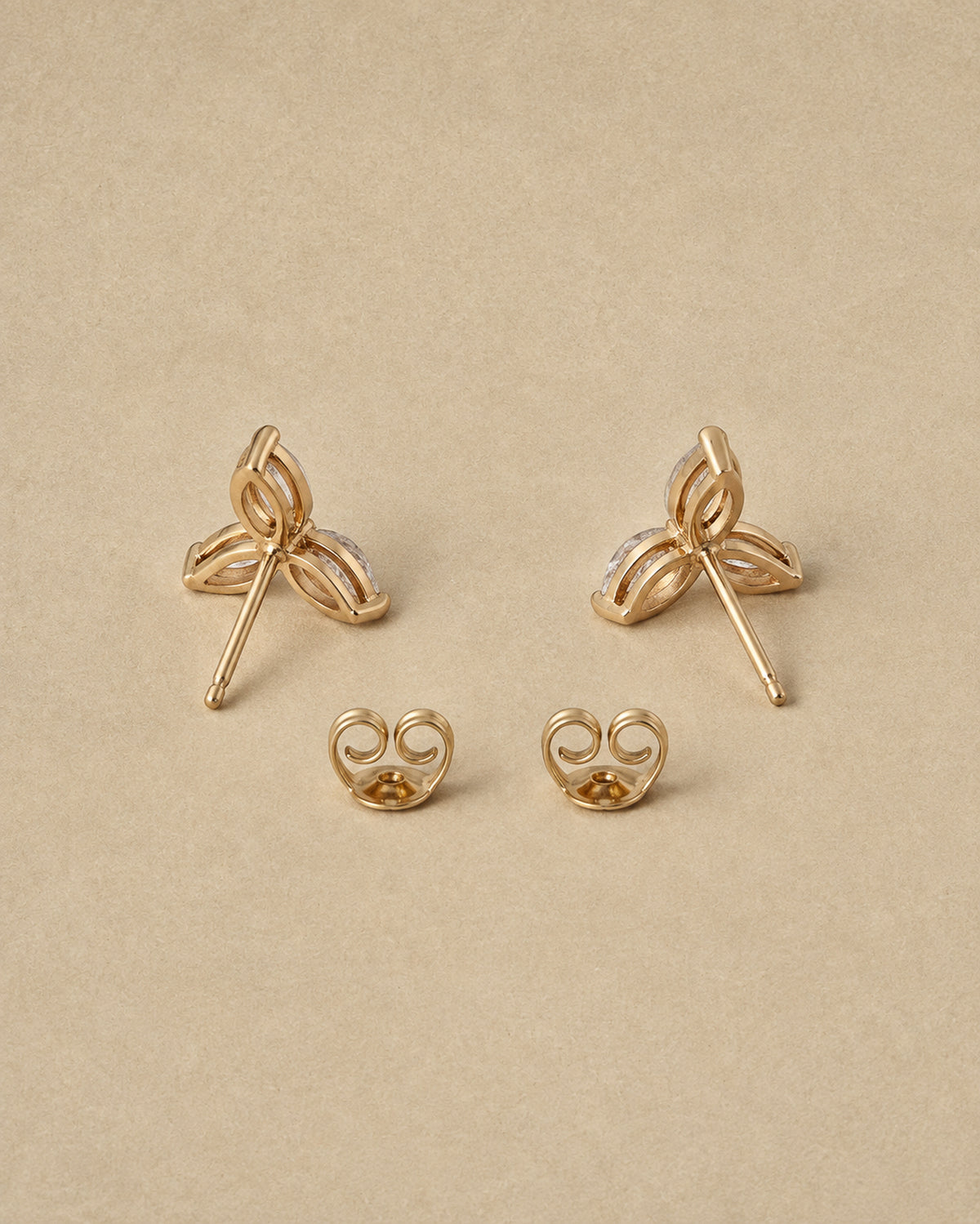 Fleur Marquise Stud Earrings in Gold